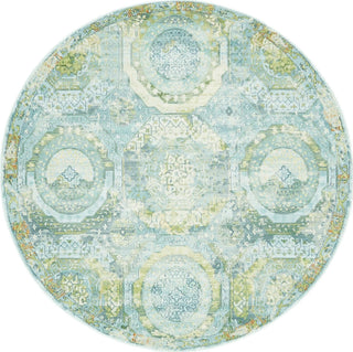 Unique Loom Baracoa T-F509 Light Blue Area Rug Round Top-down Image