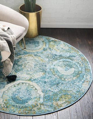 Unique Loom Baracoa T-F509 Light Blue Area Rug Round Lifestyle Image