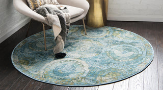 Unique Loom Baracoa T-F509 Light Blue Area Rug Round Lifestyle Image