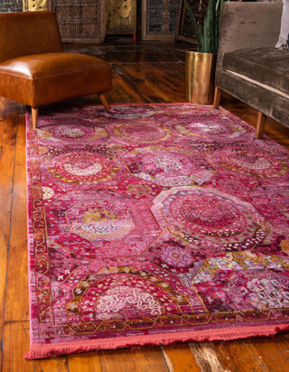 Unique Loom Baracoa T-F509 Pink Area Rug Rectangle Lifestyle Image Feature