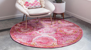 Unique Loom Baracoa T-F509 Pink Area Rug Round Lifestyle Image