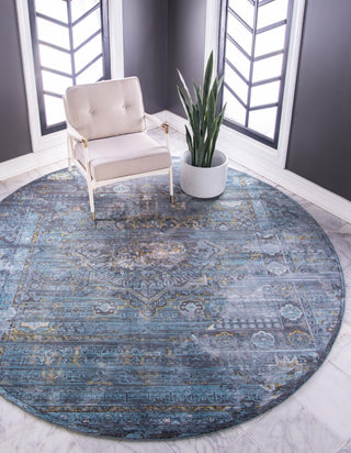 Unique Loom Baracoa T-F510 Turquoise Area Rug Round Lifestyle Image