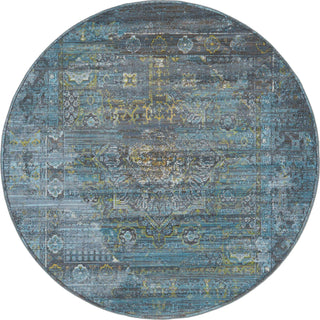 Unique Loom Baracoa T-F510 Turquoise Area Rug Round Lifestyle Image