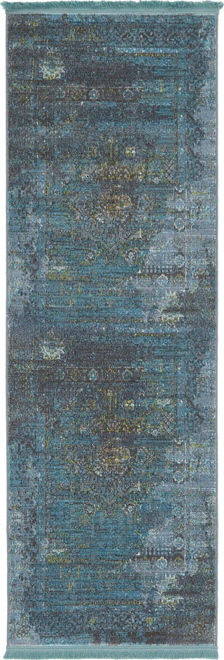 Unique Loom Baracoa T-F510 Turquoise Area Rug Runner Top-down Image