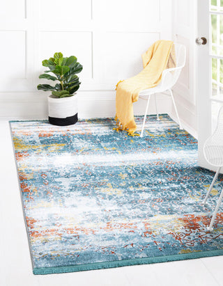 Unique Loom Baracoa T-F519 Blue Area Rug Rectangle Lifestyle Image Feature