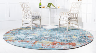 Unique Loom Baracoa T-F519 Blue Area Rug Round Lifestyle Image