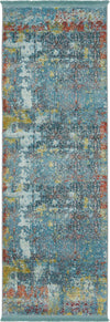 Unique Loom Baracoa T-F519 Blue Area Rug Runner Top-down Image
