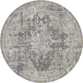 Unique Loom Baracoa T-F552 Dark Gray Area Rug Round Top-down Image