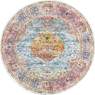 Unique Loom Baracoa T-F557 Light Blue Area Rug Round Top-down Image