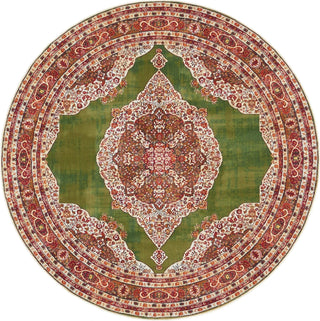 Unique Loom Baracoa T-F561 Green Area Rug Round Top-down Image