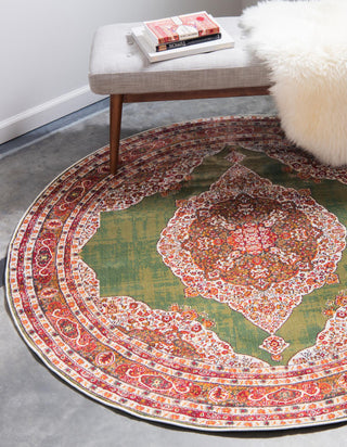 Unique Loom Baracoa T-F561 Green Area Rug Round Lifestyle Image