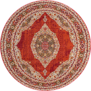 Unique Loom Baracoa T-F561 Red Area Rug Round Top-down Image