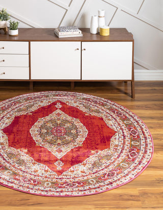 Unique Loom Baracoa T-F561 Red Area Rug Round Lifestyle Image