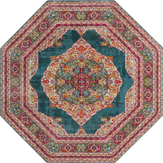 Unique Loom Baracoa T-F561 Turquoise Area Rug Octagon Lifestyle Image Feature