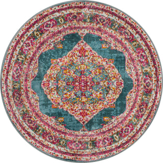 Unique Loom Baracoa T-F561 Turquoise Area Rug Round Top-down Image