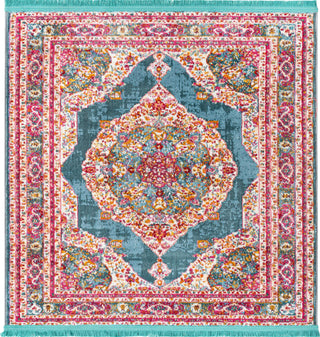 Unique Loom Baracoa T-F561 Turquoise Area Rug Square Top-down Image