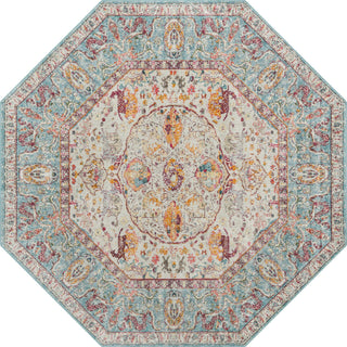 Unique Loom Baracoa T-F576 Light Blue Area Rug Octagon Lifestyle Image Feature