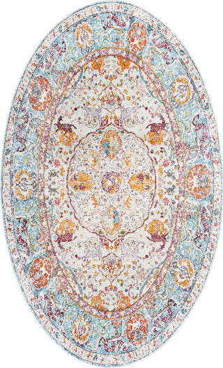 Unique Loom Baracoa T-F576 Light Blue Area Rug Oval Top-down Image