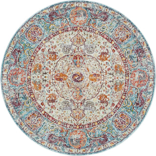 Unique Loom Baracoa T-F576 Light Blue Area Rug Round Top-down Image