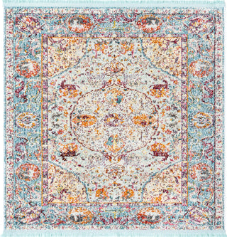 Unique Loom Baracoa T-F576 Light Blue Area Rug Square Top-down Image