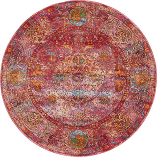 Unique Loom Baracoa T-F576 Red Area Rug Round Lifestyle Image