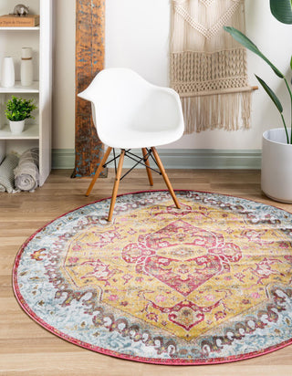 Unique Loom Baracoa T-HAVANA-1003 Gold Area Rug Round Lifestyle Image