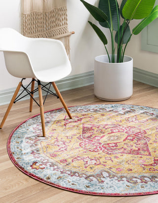 Unique Loom Baracoa T-HAVANA-1003 Gold Area Rug Round Lifestyle Image