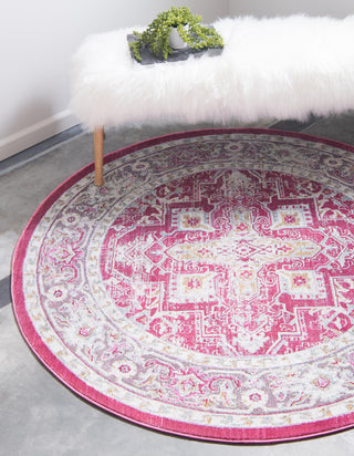 Unique Loom Baracoa T-HAVANA-1004 Pink Area Rug Round Lifestyle Image Feature