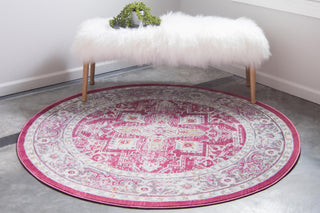 Unique Loom Baracoa T-HAVANA-1004 Pink Area Rug Round Lifestyle Image