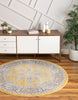 Unique Loom Baracoa T-HAVANA-1004 Yellow Area Rug Round Lifestyle Image