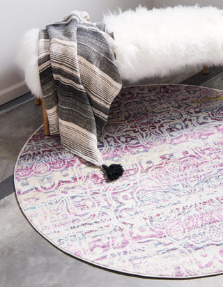 Unique Loom Baracoa T-HAVANA-1005 Pink Area Rug Round Lifestyle Image Feature