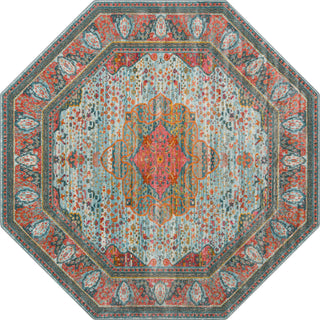 Unique Loom Baracoa T-HAVANA-1012 Light Blue Area Rug Octagon Lifestyle Image Feature