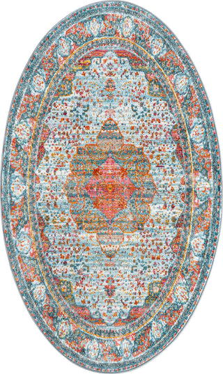 Unique Loom Baracoa T-HAVANA-1012 Light Blue Area Rug Oval Top-down Image