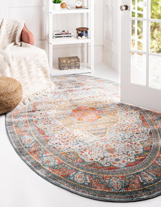 Unique Loom Baracoa T-HAVANA-1012 Light Blue Area Rug Oval Lifestyle Image