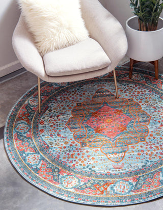 Unique Loom Baracoa T-HAVANA-1012 Light Blue Area Rug Round Lifestyle Image