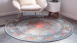 Unique Loom Baracoa T-HAVANA-1012 Light Blue Area Rug Round Lifestyle Image