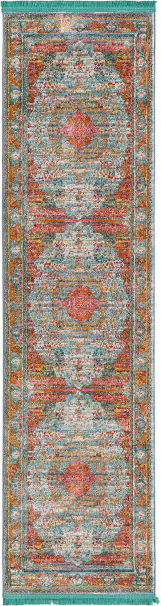 Unique Loom Baracoa T-HAVANA-1012 Light Blue Area Rug Runner Top-down Image