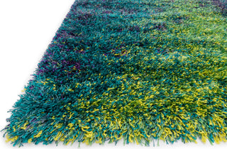 Loloi II Barcelona Shag BS-03 Peacock / Lime Area Rug Corner Image