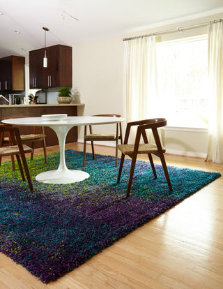 Loloi II Barcelona Shag BS-03 Peacock / Lime Area Rug Room Scene Feature