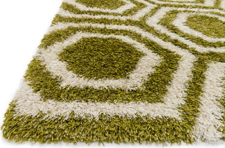 Loloi II Barcelona Shag BS-09 Green / Ivory Area Rug Corner Shot Feature