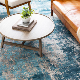 Karastan Tryst Bari Gray Blue Area Rug Lifestyle Image Feature