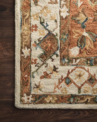 Loloi II Beatty BEA-01 Ivory/Rust Area Rug Corner On Wood