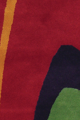 Chandra Bense BEN-3001 Green/Red/Orange/Blue Area Rug Close Up