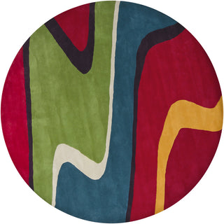 Chandra Bense BEN-3001 Green/Red/Orange/Blue Area Rug Round