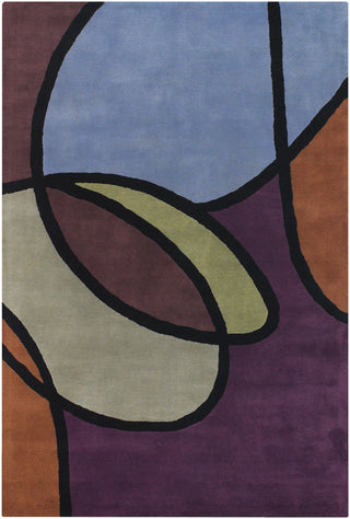 Chandra Bense BEN-3002 Purple/Blue/Orange/Green/Black Area Rug main image