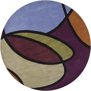 Chandra Bense BEN-3002 Purple/Blue/Orange/Green/Black Area Rug Round