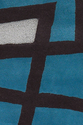 Chandra Bense BEN-3005 Blue/Ivory/Black Area Rug Close Up