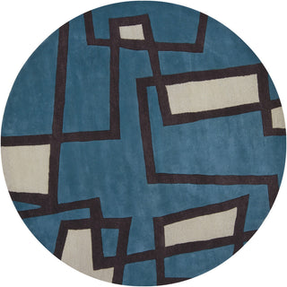 Chandra Bense BEN-3005 Blue/Ivory/Black Area Rug Round