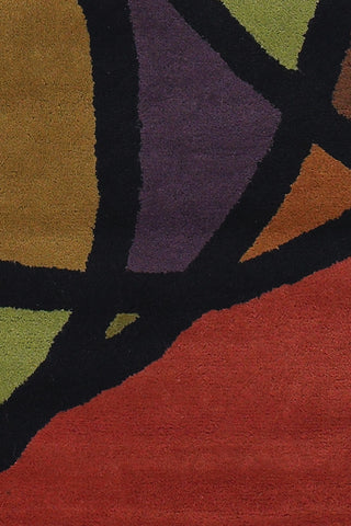 Chandra Bense BEN-3013 Red/Orange/Green/Purple/Black Area Rug Close Up