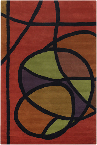 Chandra Bense BEN-3013 Red/Orange/Green/Purple/Black Area Rug main image